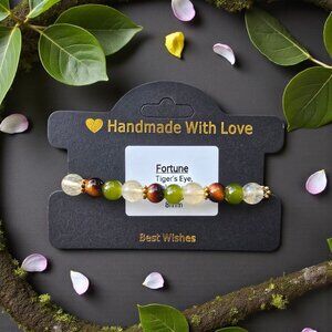 Handmade ✦ Tiger’s Eye Smoky Quartz Green Agate Bracelet ✦ 8mm Gemstone Beads